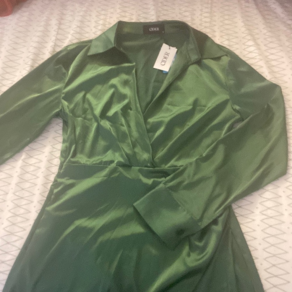 NWT - CIDER Green Long Sleeve Mini Dress